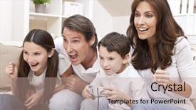  Presentation with video games playing - Amazing presentation theme having fun playing video console game backdrop and a coral colored foreground