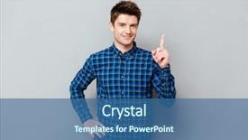  Presentation with man looking up happy - Beautiful slides featuring fun powerpoints - image of handsome happy young backdrop and a  colored foreground