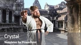  Presentation with f 15 fighter jet - Cool new slide set with fun powerpoints - karate fighter pointing at you backdrop and a  colored foreground