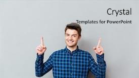  Presentation with photo - Presentation theme with fun powerpoints - photo of attractive happy young background and a  colored foreground