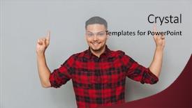  Presentation with gold man smile - Slide deck enhanced with fun powerpoints - photo of smiling young man background and a  colored foreground