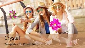  Presentation with friends - Slide set enhanced with fun powerpoints - picture of group of friends background and a  colored foreground