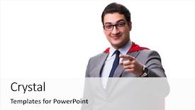  Presentation with super hero dog red - Colorful slides enhanced with fun powerpoints - super hero businessman isolated backdrop and a  colored foreground