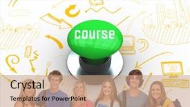  Presentation with course - Cool new slide set with fun powerpoints - word course and smiling students backdrop and a  colored foreground