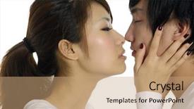  Presentation with couple nature retreat - Beautiful presentation theme featuring fun powerpoints - young happy couple on white backdrop and a coral colored foreground