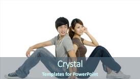  Presentation with young happy couple - Beautiful presentation featuring fun powerpoints - young happy couple on white backdrop and a  colored foreground