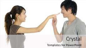  Presentation with catholic couple silhouette of young - Presentation having fun powerpoints - young happy couple on white background and a  colored foreground