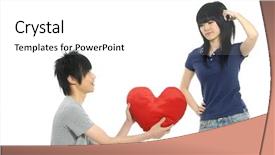  Presentation with catholic couple silhouette of young - Presentation theme enhanced with fun powerpoints - young happy couple on white background and a  colored foreground