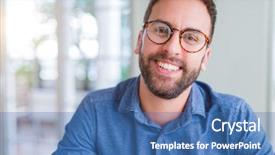  Presentation with glasses - PPT layouts featuring fun profile - handsome man wearing glasses background and a ocean colored foreground