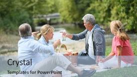  Presentation with people enjoying - Beautiful PPT layouts featuring fun retirement - group of senior people enjoying backdrop and a  colored foreground