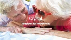  Presentation with active seniors senior couple - Beautiful PPT theme featuring fun retirement - senior couple relaxing in park backdrop and a  colored foreground