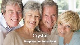  Presentation with couples relationships - Presentation theme consisting of fun retirement - two couples indoors smiling background and a coral colored foreground