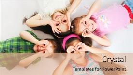  Presentation with pediatric kids cartoon - Slides consisting of fun school - laughing small kids background and a  colored foreground