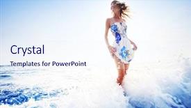  Presentation with sea water - Slides consisting of fun standing in blue sea background and a sky blue colored foreground