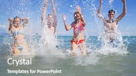  Presentation with young people in the club - Slides enhanced with fun sun - young people dancing and spraying background and a gray colored foreground