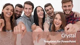  Presentation with multiracial team of young doctors stacking hands - Beautiful theme featuring fun team of young people backdrop and a coral colored foreground