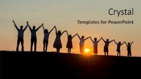  Presentation with family - Slide deck with fun thank - silhoutte of happy family enjoying background and a mint green colored foreground