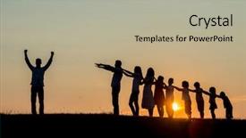  Presentation with family - Slide deck with fun thank - silhoutte of happy family enjoying background and a mint green colored foreground