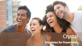  Presentation with fun - PPT theme having fun together on running session background and a red colored foreground