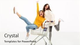  Presentation with shopping trolley - Amazing PPT layouts having fun together with shopping trolley backdrop and a sky blue colored foreground