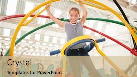  Presentation with gyroscope - Theme enhanced with play school presentation - young white girl having fun background and a coral colored foreground