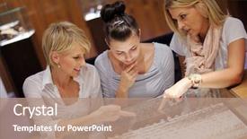  Presentation with group of girls - Cool new slide deck with fun while shopping in jewelry backdrop and a coral colored foreground