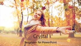  Presentation with beautiful reof christmas season - Audience pleasing slide set consisting of fun with leaves in autumn backdrop and a coral colored foreground