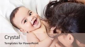  Presentation with mother baby clipart - PPT theme consisting of fun with mum high key background and a lemonade colored foreground