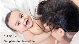  Presentation with mother and baby - Slide deck with fun with mum high key background and a lemonade colored foreground