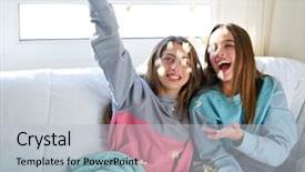  Presentation with popcorn movie - Colorful presentation theme enhanced with fun with popcorn watching movie backdrop and a light gray colored foreground