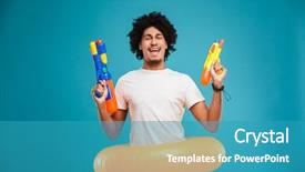  Presentation with guns - PPT layouts having fun with two water gun background and a teal colored foreground