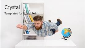  Presentation with flying - Amazing slide deck having fun work free - concentrated bearded man in plaid backdrop and a white colored foreground