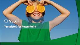  Presentation with fun - Presentation theme enhanced with kids health food - fun background and a teal colored foreground