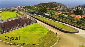  Presentation with island - Slide set featuring funchal madeira island portugal background and a gold colored foreground