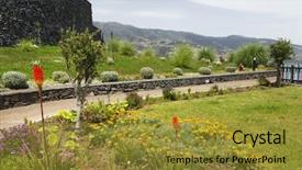  Presentation with island - Amazing slide set having funchal madeira island portugal backdrop and a gold colored foreground