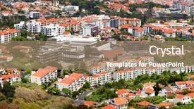  Presentation with island - Presentation design consisting of funchal madeira island portugal background and a coral colored foreground