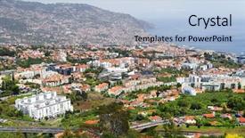  Presentation with island - Slide set with funchal madeira island portugal background and a light blue colored foreground