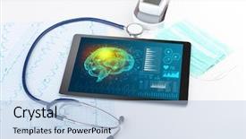  Presentation with medical brain - Slide set featuring function - brain functionality report with medical background and a light blue colored foreground