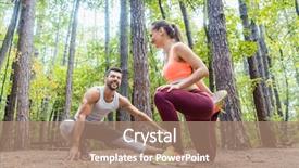  Presentation with stretching - Audience pleasing slide set consisting of function - man and woman warming up backdrop and a coral colored foreground