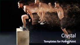  Presentation with gym - Audience pleasing PPT theme consisting of function - man jumping on fit box backdrop and a wine colored foreground