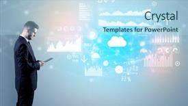  Presentation with survey results - Amazing presentation theme having function management - adviser standing and presenting economical backdrop and a sky blue colored foreground