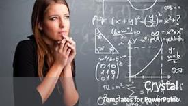  Presentation with complex - Colorful PPT theme enhanced with function math - beautiful young school girl thinking backdrop and a gray colored foreground