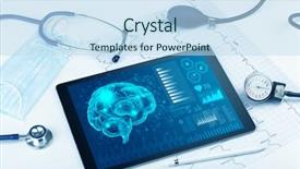  Presentation with medical devices - Colorful slides enhanced with function test - brain functionality report with medical backdrop and a sky blue colored foreground