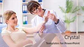  Presentation with joint - Slide deck having function test - doctor checking joint flexibility background and a lemonade colored foreground