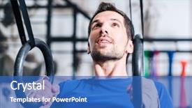  Presentation with exercise kids kid doing fitness - PPT theme featuring functional training - man at rings doing fitness background and a  colored foreground