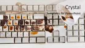  Presentation with spilling - Amazing PPT theme having coffee spilling on keyboard backdrop and a  colored foreground