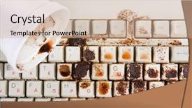  Presentation with spilling - Colorful theme enhanced with coffee spilling on keyboard backdrop and a  colored foreground