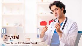  Presentation with military doctor - Presentation enhanced with physical therapy function - young male doctor with goniometer background and a  colored foreground