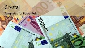  Presentation with money notes - Cool new presentation theme with international monetary fund - euro bank notes background backdrop and a coral colored foreground