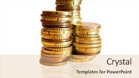  Presentation with euro - Beautiful slides featuring fund raising - pile of euro coins isolated backdrop and a lemonade colored foreground
